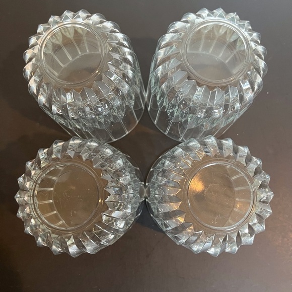 Vintage set of Four Beveled Cut Glass Heavy Lowball Glasses - Picture 3 of 10